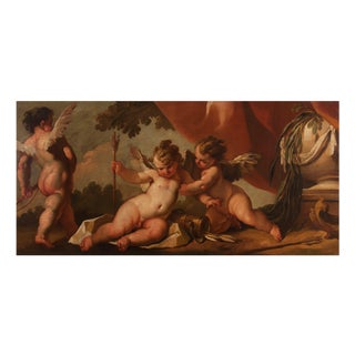 Gaspare Diziani, Cupids at Play, Oil on Canvas, 18th Century, Framed For Sale
