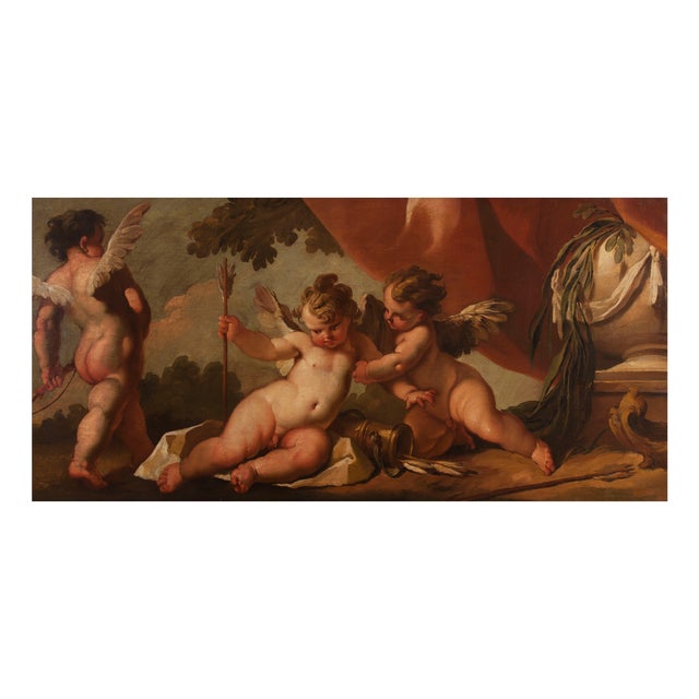 Gaspare Diziani, Cupids at Play, Oil on Canvas, 18th Century, Framed For Sale