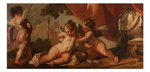 Gaspare Diziani, Cupids at Play, Oil on Canvas, 18th Century, Framed