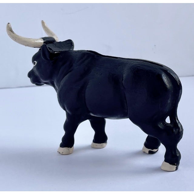 1940s Cast Iron Bull Coin Bank - For Sale - Image 4 of 11