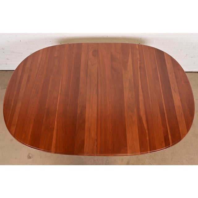 Ethan Allen American Colonial Solid Cherry Wood Extension Dining Table, Newly Refinished For Sale - Image 9 of 15