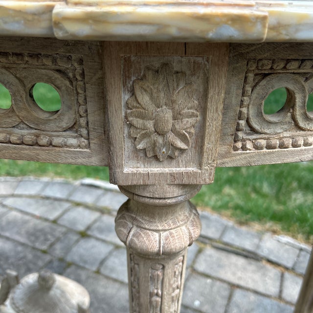 Mid 20th Century Louis XVI Style Bleached Carved Demilune Style Console For Sale - Image 5 of 10