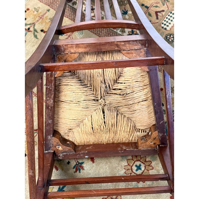 Wood Federal Revival Inlaid Wood Rush Seat Side Chair, Vintage For Sale - Image 7 of 12