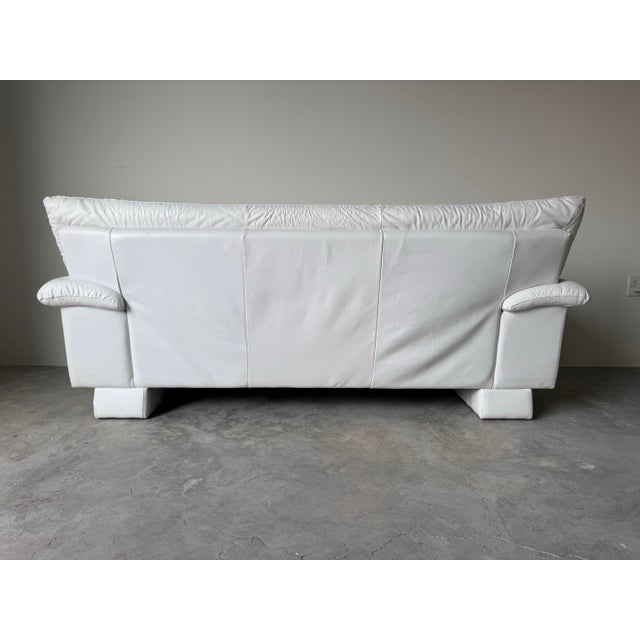 Natuzzi Italian Postmodern White Leather Sofa For Sale - Image 9 of 12
