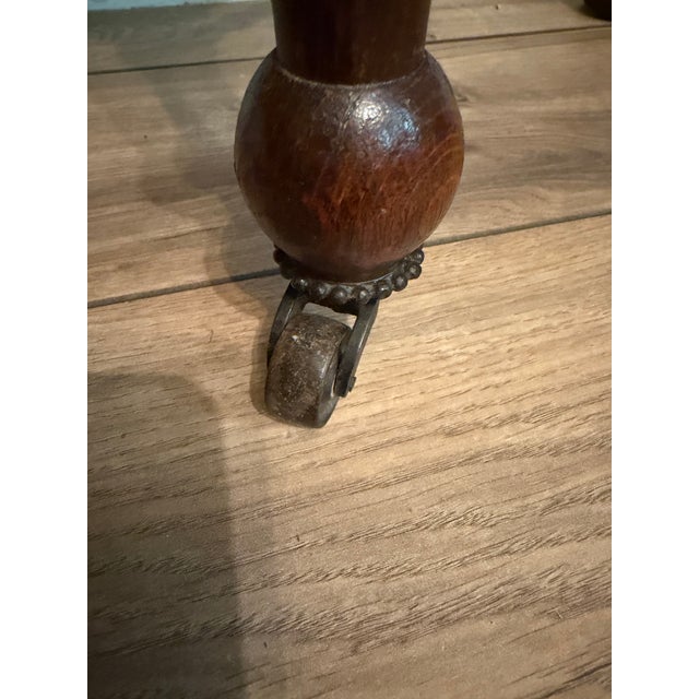Antique Patented Sliding Seat Mahogany Triangular Corner Chair With Turned Legs and Brass Castor For Sale - Image 9 of 15