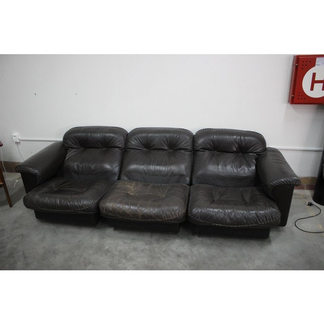 1970s Adjustable DS-110 Three-Seater Sofa in Leather from De Sede, 1970s For Sale - Image 5 of 15