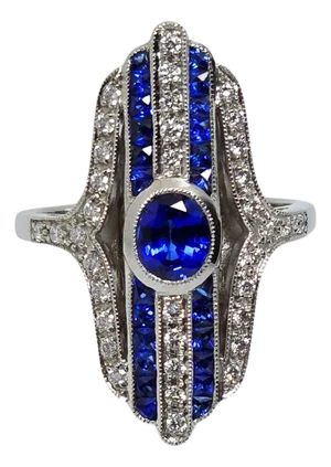 Platinum Ring 9.2 Gram -Natural 0.85 Ct Sapphire & 0.35Ct Diamond, Gia Certified, Size 7