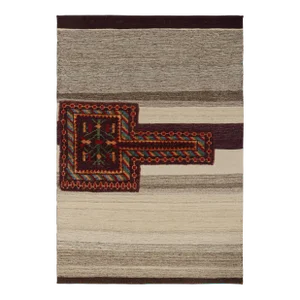 Rug & Kilim’s Tacheh Style Persian Kilim in Beige and Gray
