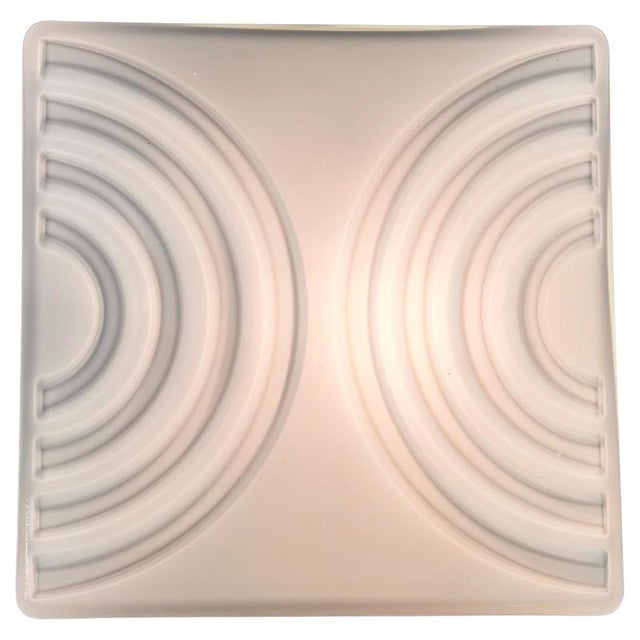 Mid-Century Milk Glass Flush Mount or Wall Light, Former Czechoslovakia, 1970s For Sale - Image 10 of 10