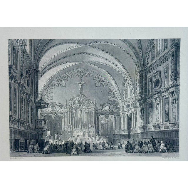 Original steel engraving drawn by Thomas Allom and engraved by H. Adlard from a series called France Illustrated in 1840....