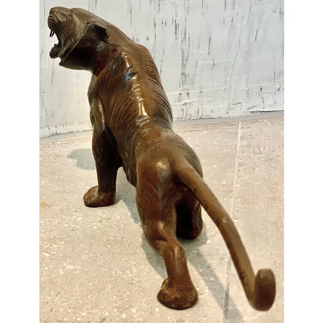 Vintage Early 20th Century Japanese Cast Bronze Japanese ‘Meiji Period Style’ Tiger For Sale - Image 4 of 12