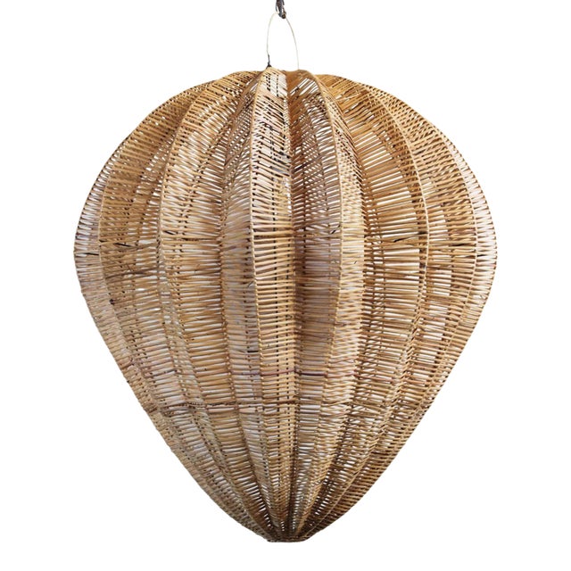 Honey Rattan Starfruit Pendant Light Large For Sale
