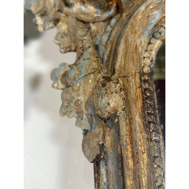 Beige Pair of Monumental Italian Baroque Giltwood Mirrors-18th Century For Sale - Image 8 of 16