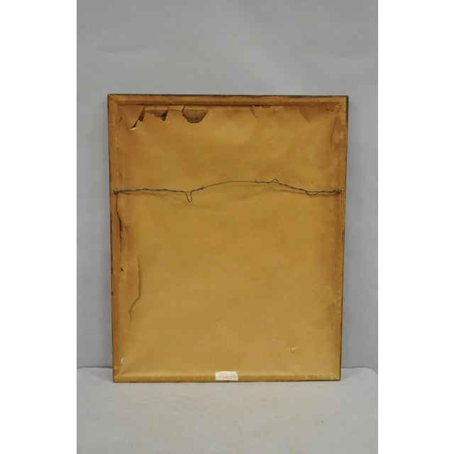 Vintage "Woman in Dress" Oil on Board Abstract Framed Painting, Signed For Sale - Image 9 of 12