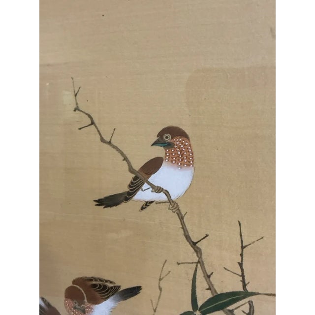 Pair of Vintage Chinese Bird & Flower Silk Paintings, Signed Yiren For Sale - Image 9 of 18