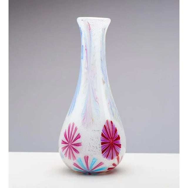 Exceptional large hand blown glass vase with silver foil inclusions and large murrhines, by Anzolo Fuga for A.Ve.M. (Arte...