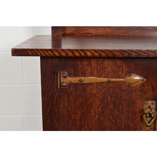 Gustav Stickley Antique Mission Oak Arts & Crafts Strap Hinge Sideboard, Circa 1910 For Sale - Image 10 of 16