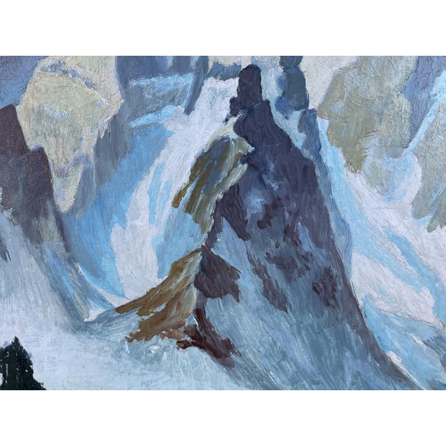 Mount Cristallo and Landro Lake, Oil Painting, 1950s For Sale - Image 11 of 14