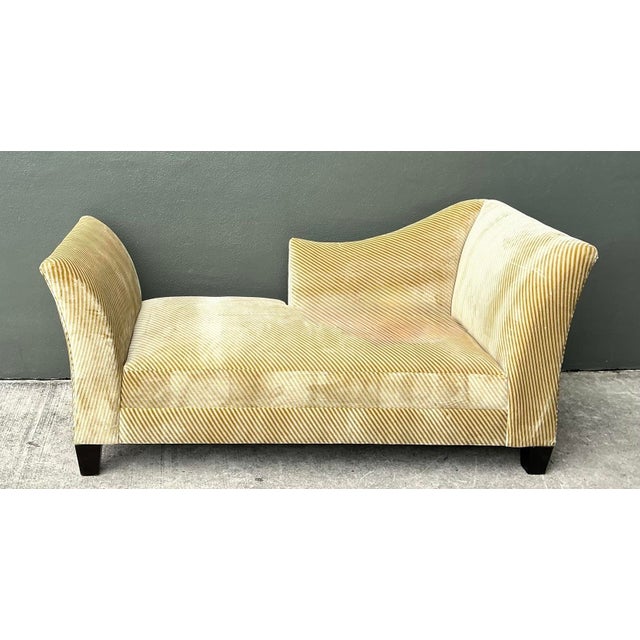 Vintage Striped Kelly Wearstler Velvet Chaise Lounge For Sale - Image 11 of 12