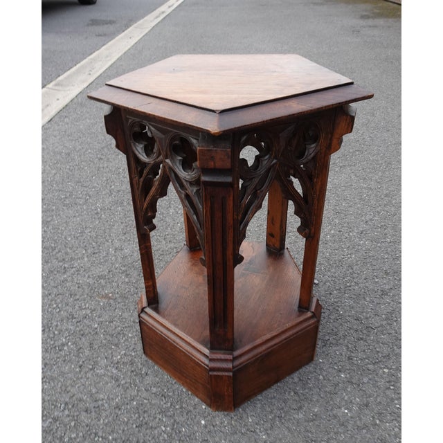 Antique Oak Gothic Pedestal, 1890s For Sale - Image 13 of 18