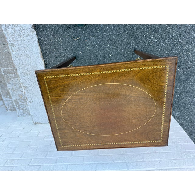 Wood Vintage Pair of Federal Style Inlaid Mahogany Single Drawer Side Tables For Sale - Image 7 of 10