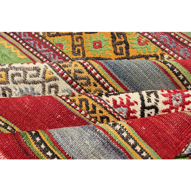 Fine Weave Turkish Kilim With Embroidery For Sale - Image 10 of 13