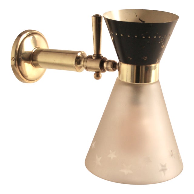 Mid-Century Glass Diabolo Articulated Wall Light, France, 1950s For Sale