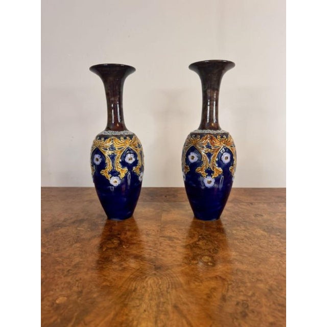 Ceramic Antique Doulton Lambeth Vases, 1880, Set of 2 For Sale - Image 7 of 7