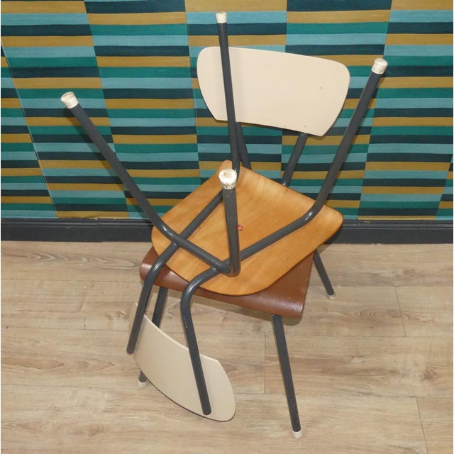 1960s Industrial Chairs in Wood and Metal, Netherlands, Set of 2 For Sale - Image 5 of 7