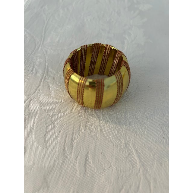 Hollywood Regency Vintage Gold & Red Foil Holiday Napkin Rings, Set of 8 For Sale - Image 3 of 3