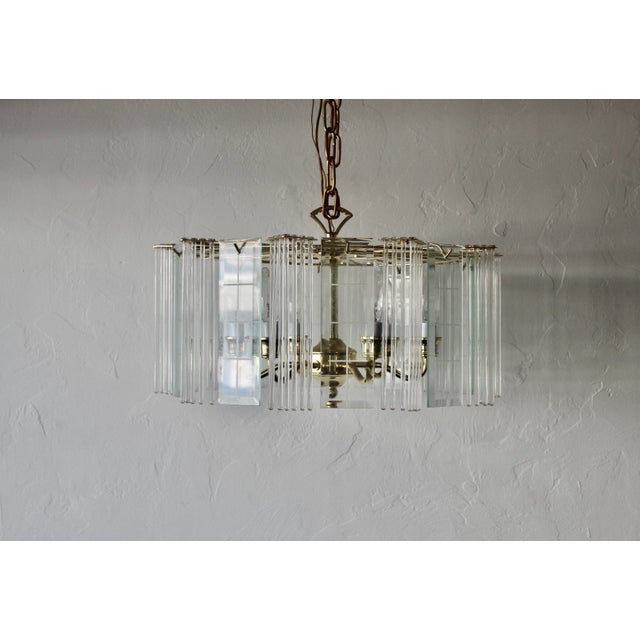1970s 1970s Sciolari Style Glass Rod Beveled Glass Panel Chandelier For Sale - Image 5 of 18