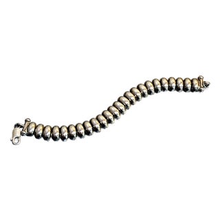 1970s Chunky Silver Tone Snake Link Bracelet For Sale
