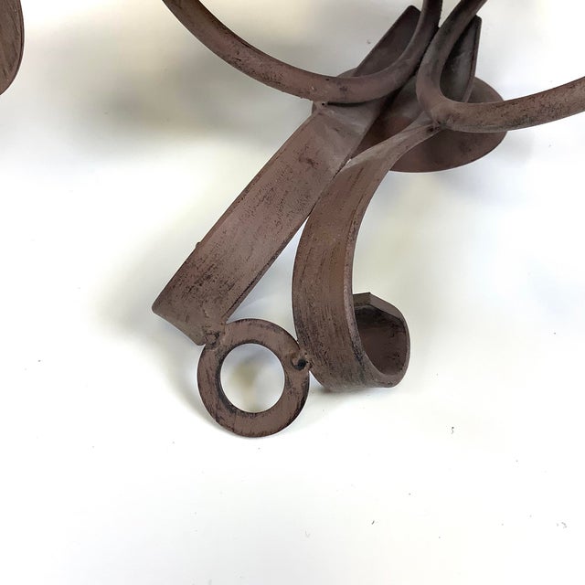 Metal Large Vintage Wrought Iron Wall Sconce Double Candle Holder 12”w X 14”h Brutalist Style For Sale - Image 7 of 10