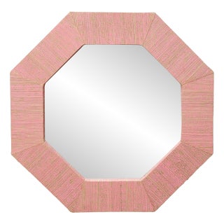 Vintage Postmodern Octagonal Mirror With Pink Textile Frame For Sale