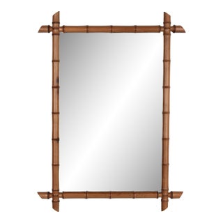 French Faux Bamboo Cherry Wood Mirror 27.5" X 37.5" For Sale