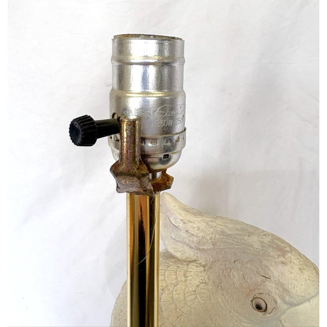 Vintage Mid Century Modern Coastal Tropical Bird Lamp For Sale - Image 10 of 18