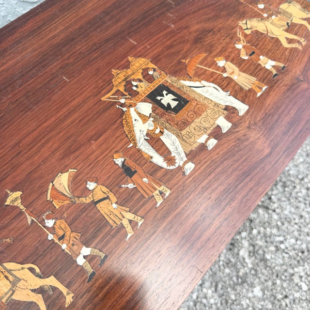 Wood Vintage Mid Century Anglo Indian Bone and Wood Inlaid Rosewood Nesting Tables - Set of 3 For Sale - Image 7 of 12