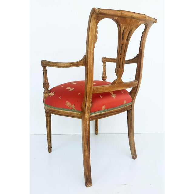 Antique Carved Venetian Plastered Wood Armchairs With Pineapple Seats- a Pair For Sale In Miami - Image 6 of 12