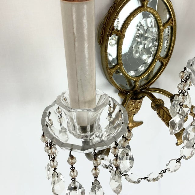 Pair of Vintage French-Style Crystal Wall Sconce For Sale - Image 10 of 12