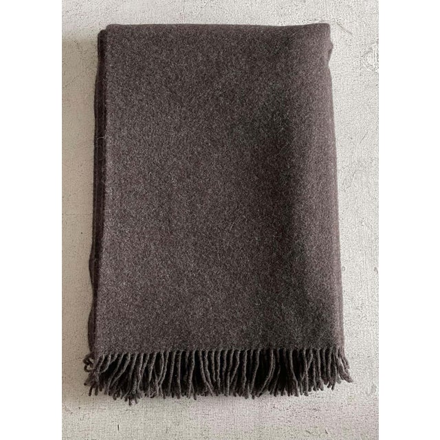 Not Yet Made - Made To Order Alpaca Wool Throw With Fringe in Dark Coco For Sale - Image 5 of 7