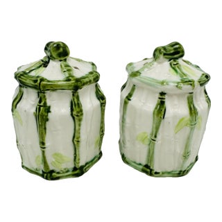 Vintage Faux Bamboo Salt and Pepper Set For Sale