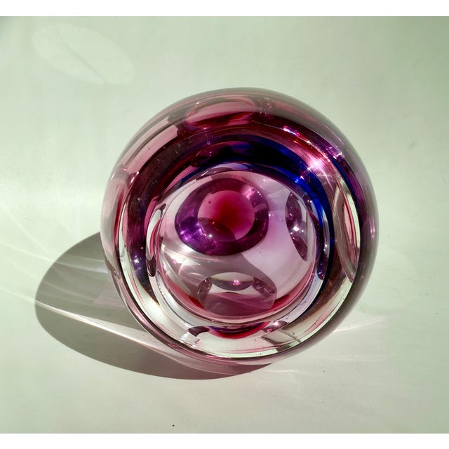 Purple Vintage Murano Sommerso Art Glass Flavio Poli Seguso Venetian Facet Cased Vase 5.5'' For Sale - Image 8 of 10