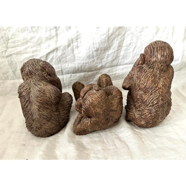 Vintage set of CBK "See No Evil" Monkeys made of hard resin with a textured fur. Perfect on a bookcase or coffee table....