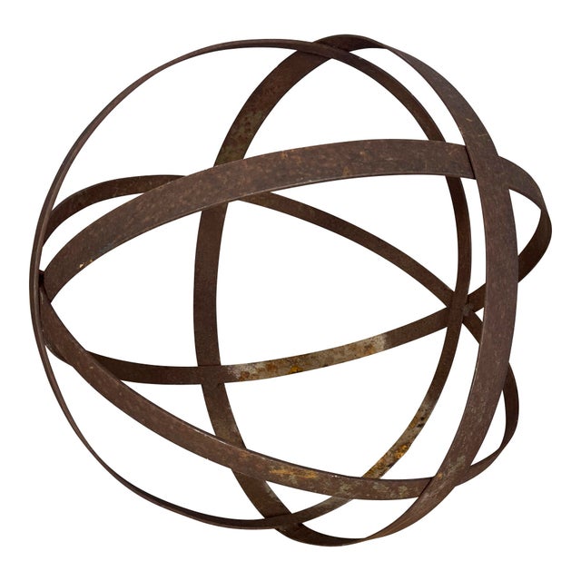 Metal Set of Three Cast Iron Garden Spheres, Sculptural Design, 1960 For Sale - Image 7 of 10