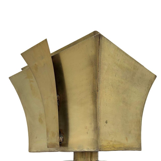 Wood 1980s Hollywood Art Deco Style Wood & Brass 9' Tall Torchiere Floor Lamp, Pair For Sale - Image 7 of 12