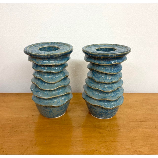 Mid 20th Century Vintage Abstract Ceramic Candle Holders For Sale - Image 5 of 6