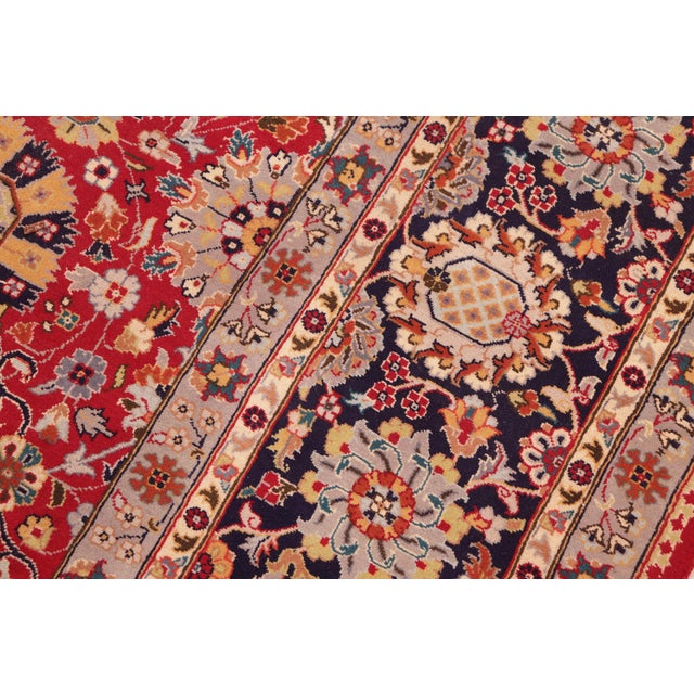 1990s Shabby Chic 1990's Pak-Persian Tam Red/Blue Wool Rug - 8'0'' X 10'3'' For Sale - Image 5 of 9