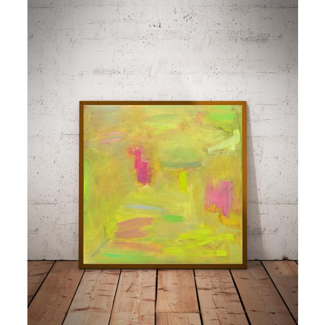 Yellow "Falling Leaves" by Trixie Pitts Abstract Expressionist Oil Painting For Sale - Image 8 of 12