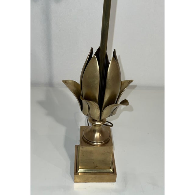 1970s Flower brass table lamp in the style of Maison Charles For Sale - Image 6 of 8