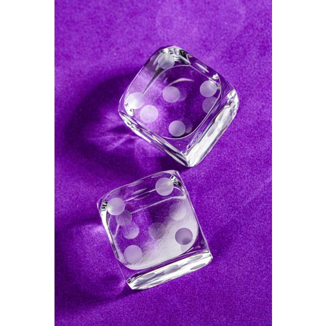 French Pair of Large Decorative Vintage Baccarat Crystal Glass Dice Paperweight Display For Sale - Image 3 of 13